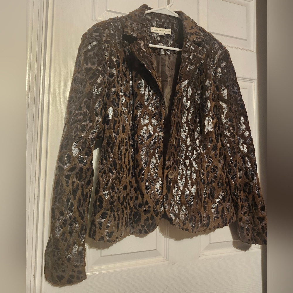Bamboo Traders Brown Leopard Print Jacket